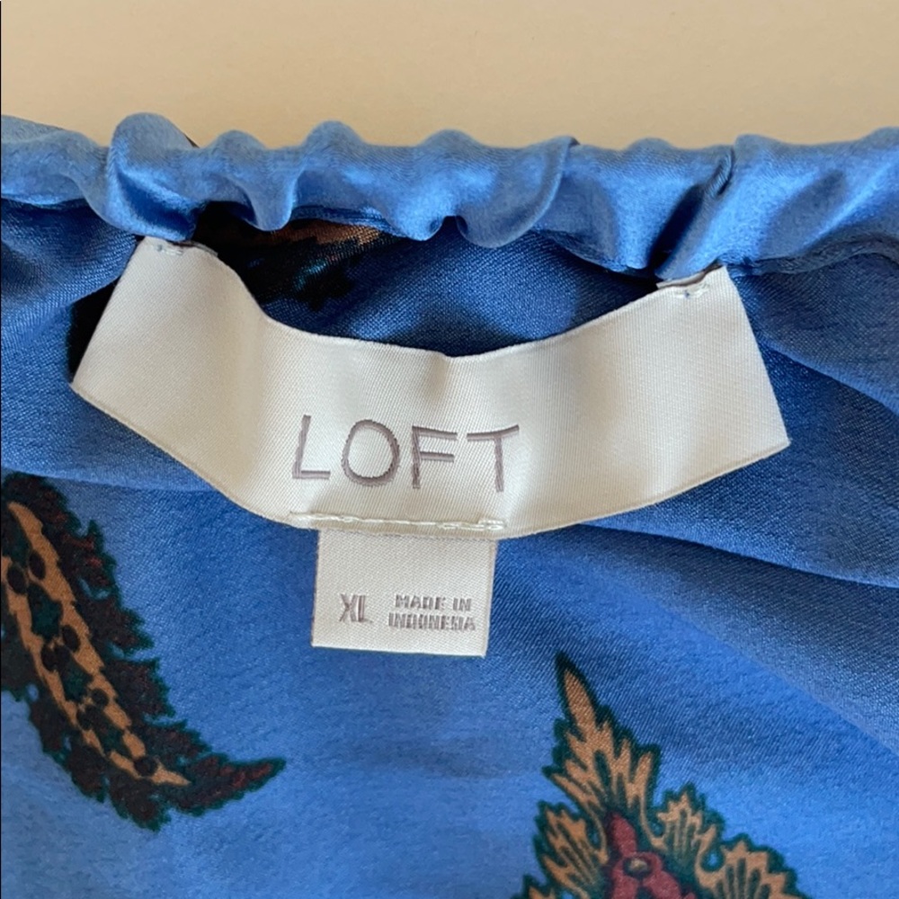 Loft Silk Strapless Patterned Blouse - image 5
